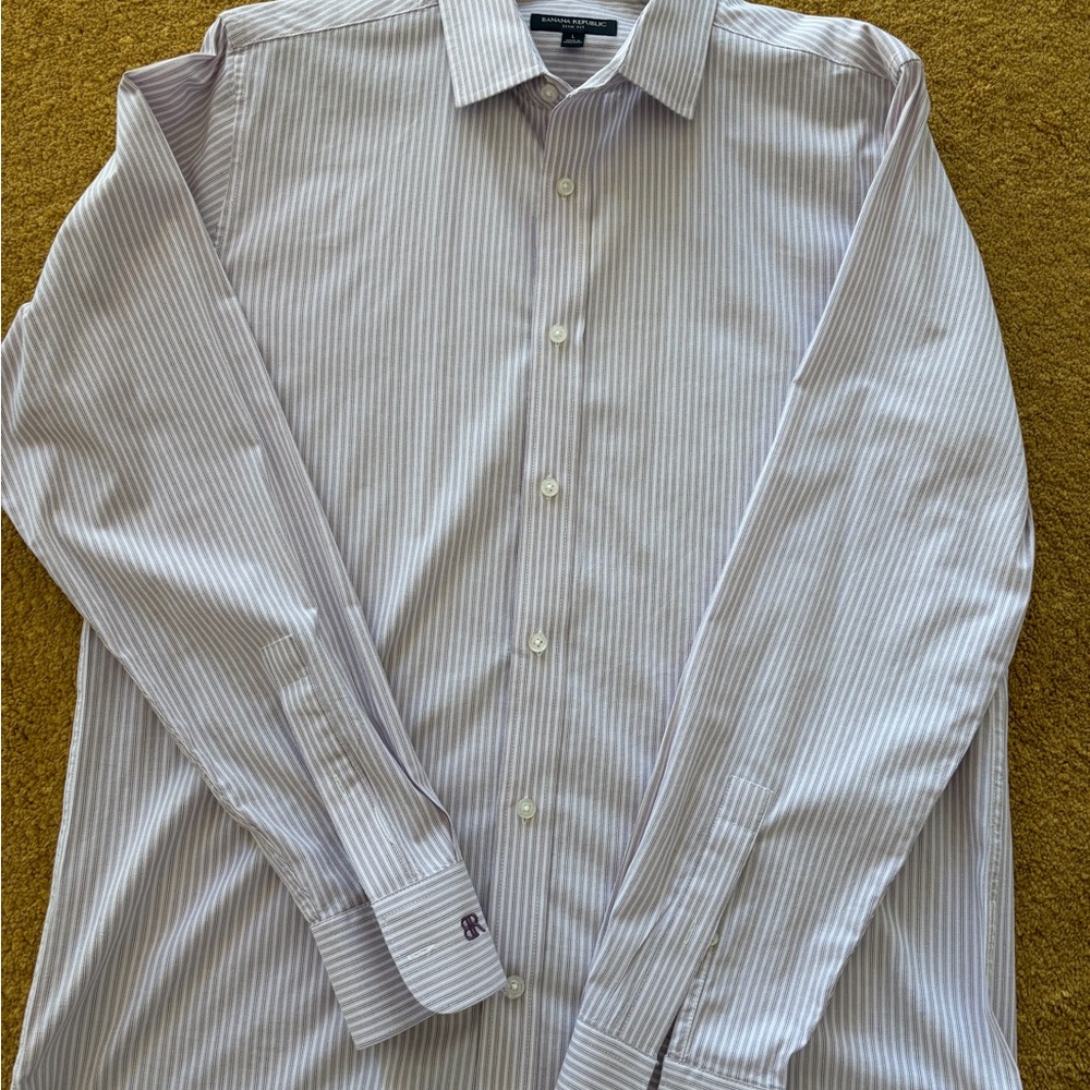 Banana Republic Men's Dress Shirt - Light Purple Stripes-Slim Fit